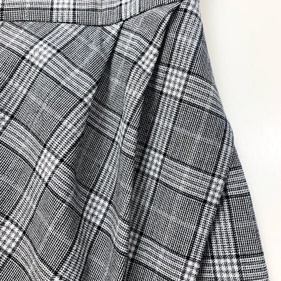 Banana Republic Dress Wool Plaid Houndstooth Wrap Windowpane Black White Busines - Picture 5 of 12